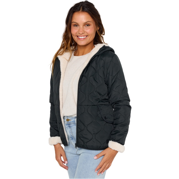 2026 Rip Curl Womens Anoeta Classic Quilted Jacket 03FWJA - Noir